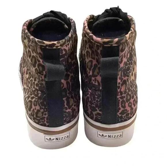 Adidas Sneakers Womens 8.5 Brown Black Nizza Plaform Mid Leopard Skater NEW - Picture 6 of 10